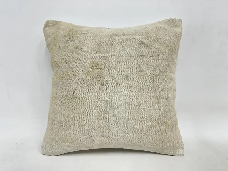16x16 Beige Pillow Cover, Pillow Sham, Couch Cushion, Antique Pillows, Bright Pillow, Ethnical Kilim Rug Pillow, Turkish Kilim Pillow - 1