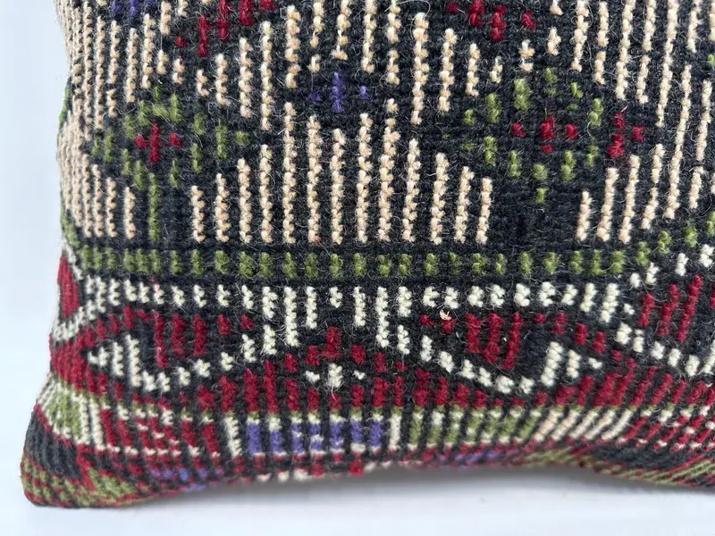Red & Green Embroidered Southwestern Pillow, 20x20 Inch Handmade Throw - 2