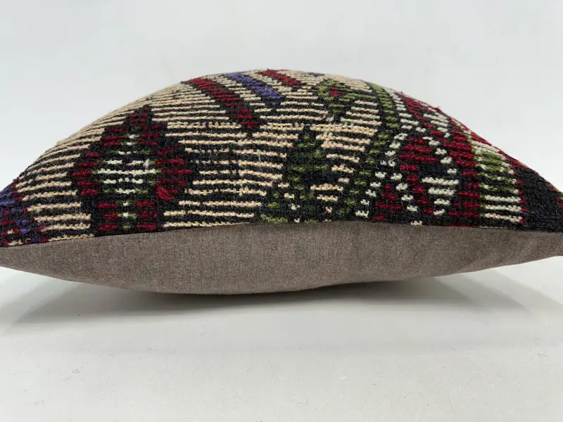 Red & Green Embroidered Southwestern Pillow, 20x20 Inch Handmade Throw - 5