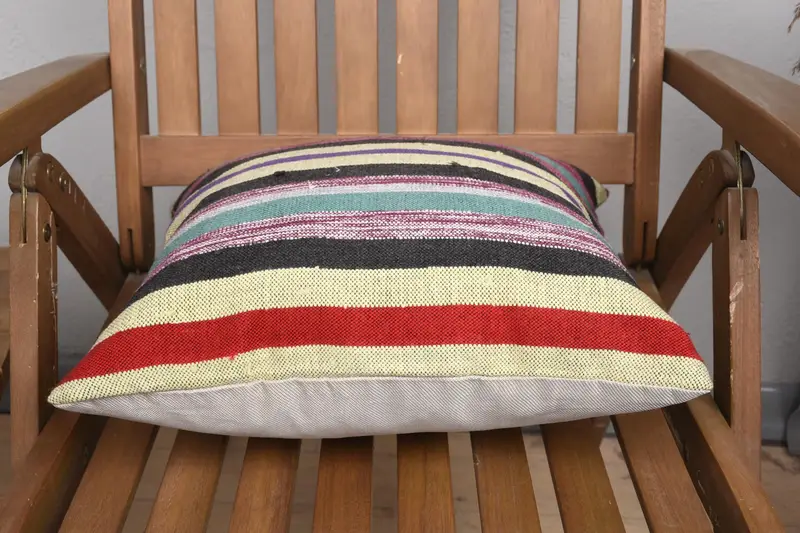 Kilim Cushion Sham, 16x16 Green Cushion Cover, Pillow Case, Decorative Bolster Pillow Sham, Kilim Pillow, Authentic Cushion Case, Antique Pillows - 4
