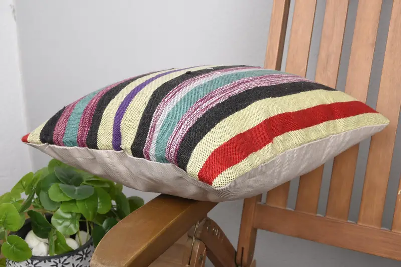 Kilim Cushion Sham, 16x16 Green Cushion Cover, Pillow Case, Decorative Bolster Pillow Sham, Kilim Pillow, Authentic Cushion Case, Antique Pillows - 6