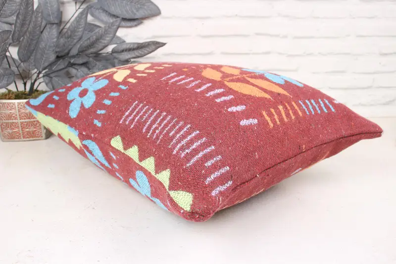 Farmhouse Cushion Case, Cushion Case, Interior Designer Pillow, 16x24 Purple Pillow Sham, Turkish Kilim Pillow, Vintage Kilim Throw Pillow - 6