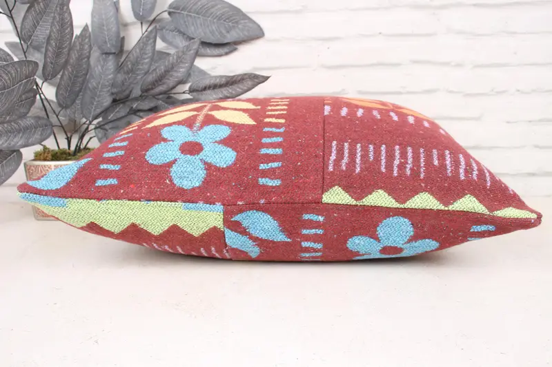 Farmhouse Cushion Case, Cushion Case, Interior Designer Pillow, 16x24 Purple Pillow Sham, Turkish Kilim Pillow, Vintage Kilim Throw Pillow - 5