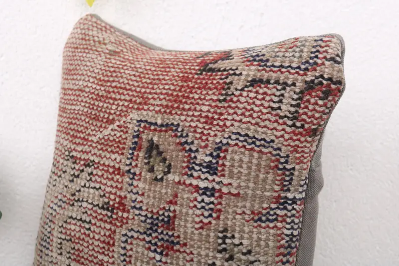 Boho Pillow Sham Cover, Interior Designer Pillow, 12x12 Red Cushion Cover, Cushion, Nomadic Pillow, Vintage Kilim Throw Pillow, Retro Throw Pillow - 5