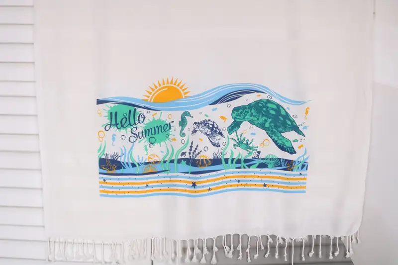 38x67 Inches Yellow-Blue Cotton Towel, Family Gift, Personalized