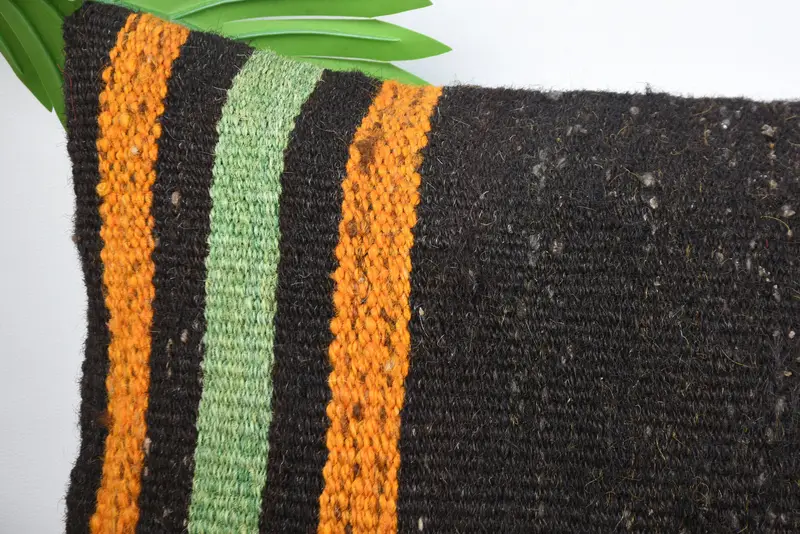 Bright Pillow, Cushion Case, Handmade Kilim Cushion, Ethnical Kilim Rug Pillow, 12x20 Brown Pillow, Wool Kilim Pillow Cushion Cover, Vintage Pillow - 2