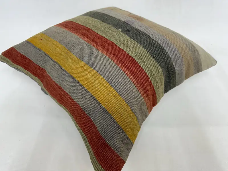 Pillow Cover, Turkish Pillow, 20x20 Beige Pillow Sham, Accent Cushion, Throw Kilim Pillow, Handmade Rug Seat Pillow Cover, Kilim Cushion Sham - 6