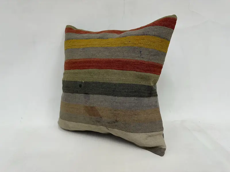 Pillow Cover, Turkish Pillow, 20x20 Beige Pillow Sham, Accent Cushion, Throw Kilim Pillow, Handmade Rug Seat Pillow Cover, Kilim Cushion Sham - 4