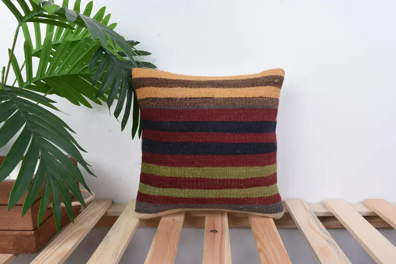 Cozy Throw Cushion Case, Home Decor Pillow, Boho Pillow Sham Cover, Cushion, Turkish Pillow, Farmhouse Pillow Cover, 12x12 Blue Cushion Case - 1