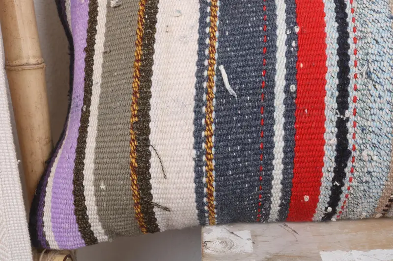 Boho Pillow Sham Cover, Vintage Pillow, Cushion Case, Neutral Throw Cushion, Kilim Cushion Sham, Colorful Cushion, 12x43 Blue Cushion - 3