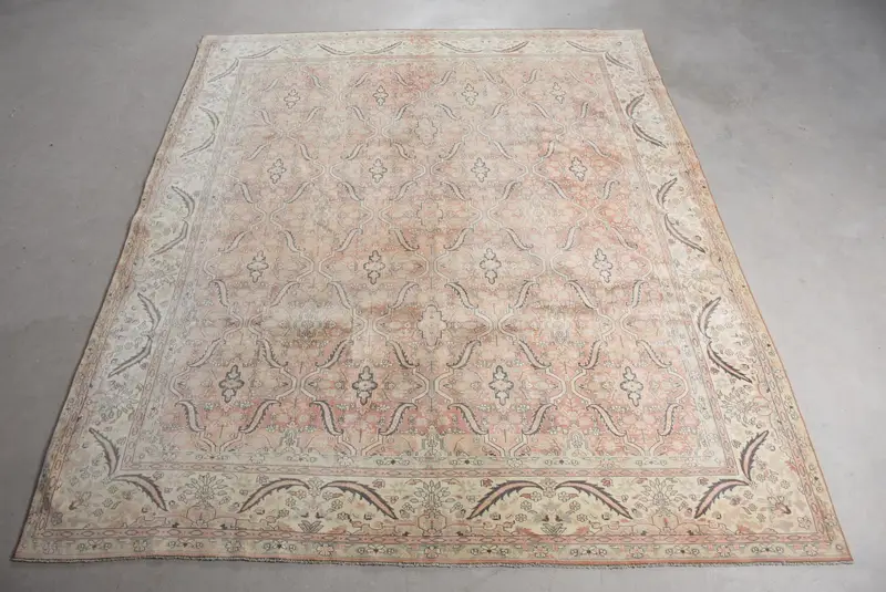 Turuncu Oryantal Halı, 8,1x9,5 ft Bej Vurgulu