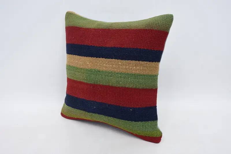 14x14 Red Pillow Cover, Pillow Case, Colorful Cushion Case, Vintage Kilim Throw Pillow, Pillow for Sofa, Ethnical Kilim Rug Pillow - 4