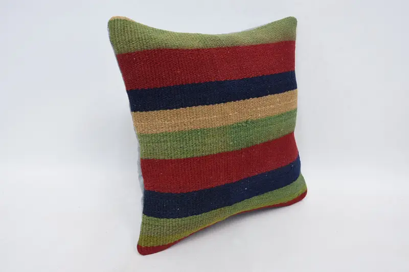 14x14 Red Pillow Cover, Pillow Case, Colorful Cushion Case, Vintage Kilim Throw Pillow, Pillow for Sofa, Ethnical Kilim Rug Pillow - 3