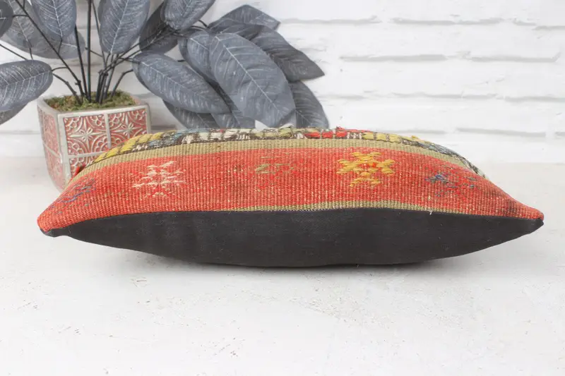 Wholesale Cushion, Handmade Kilim Cushion, Boho Pillow Sham Cover, Pillow Case, Kilim Pillow Cover, 8x16 Red Pillow Case, Yoga Pillow - 5