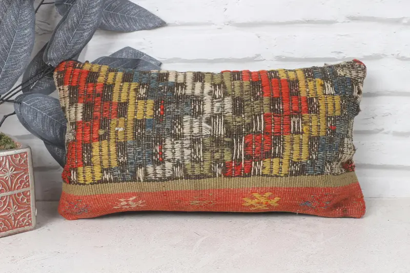 Wholesale Cushion, Handmade Kilim Cushion, Boho Pillow Sham Cover, Pillow Case, Kilim Pillow Cover, 8x16 Red Pillow Case, Yoga Pillow - 1