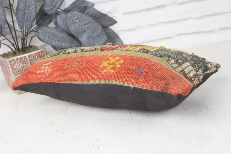 Wholesale Cushion, Handmade Kilim Cushion, Boho Pillow Sham Cover, Pillow Case, Kilim Pillow Cover, 8x16 Red Pillow Case, Yoga Pillow - 6