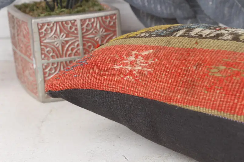 Wholesale Cushion, Handmade Kilim Cushion, Boho Pillow Sham Cover, Pillow Case, Kilim Pillow Cover, 8x16 Red Pillow Case, Yoga Pillow - 7