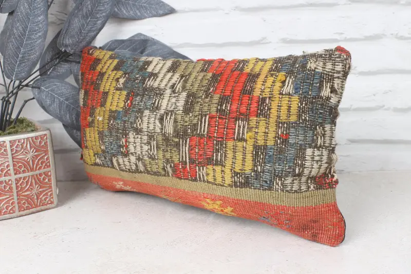 Wholesale Cushion, Handmade Kilim Cushion, Boho Pillow Sham Cover, Pillow Case, Kilim Pillow Cover, 8x16 Red Pillow Case, Yoga Pillow - 3