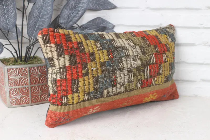 Wholesale Cushion, Handmade Kilim Cushion, Boho Pillow Sham Cover, Pillow Case, Kilim Pillow Cover, 8x16 Red Pillow Case, Yoga Pillow - 4