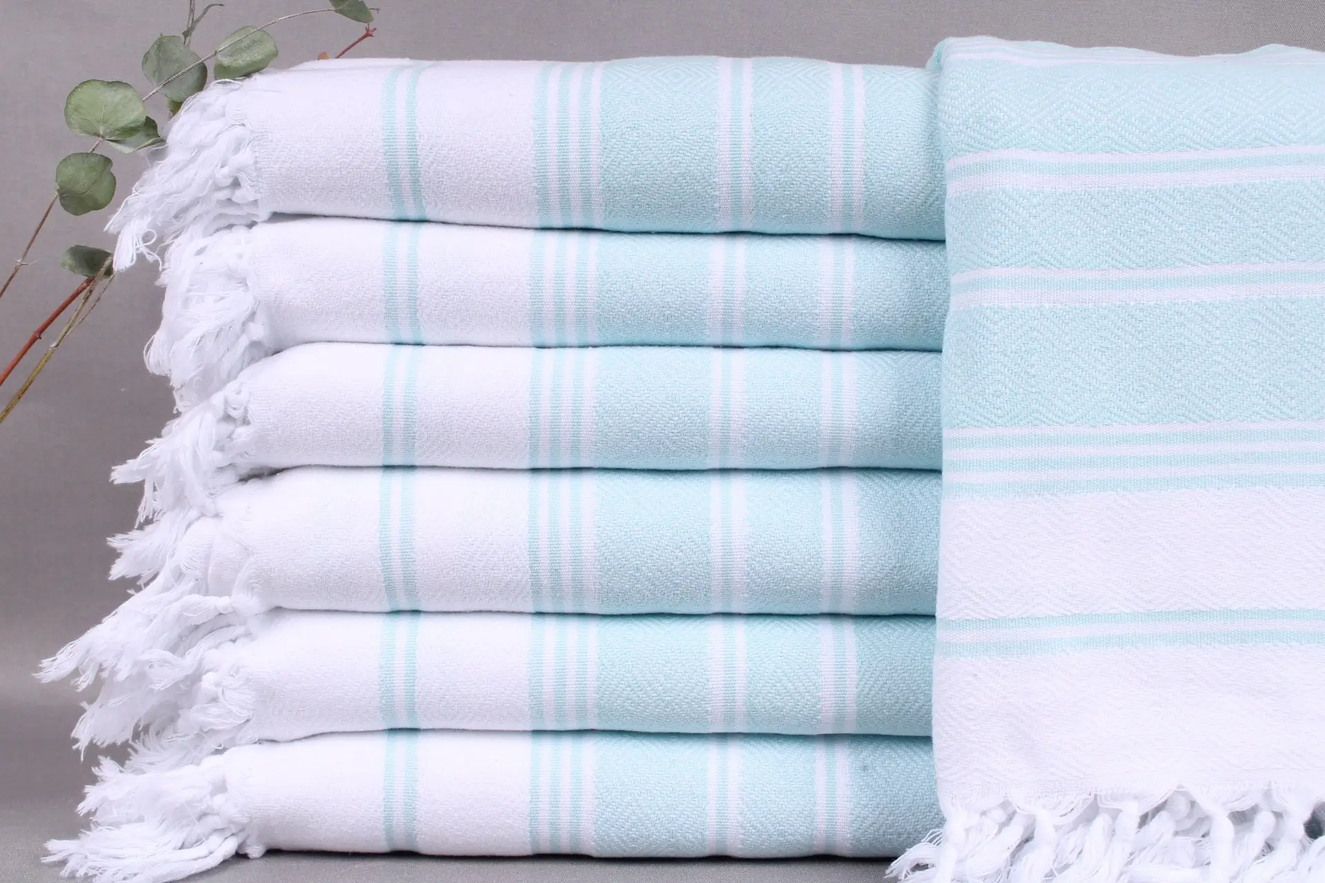 Oversized Beach Towel Monogram Turkish Cotton White-Mint, 40x71 Inches - 1