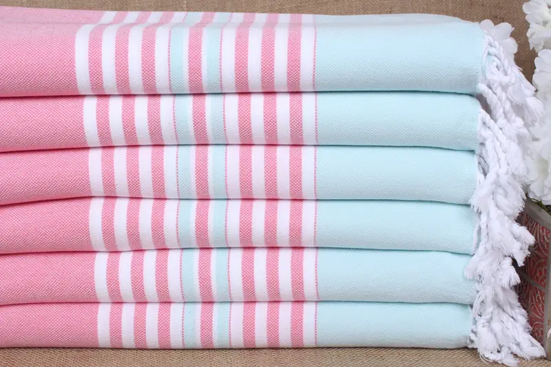 Personalized Embroidered Beach Towel Fuchsia-Mint Stripes, 40x67 Inches