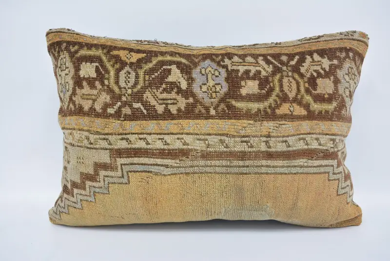 Aztec Pillow Sham, Pillow Cover, 16x24 Brown Pillow Case, Handmade Kilim Cushion, Aesthetic Pillow Cover, Interior Designer Pillow, Pillow for Couch - 1