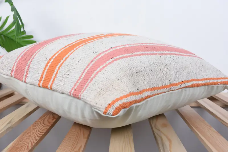Vintage Cushion Case, Boho Chic Pillow Sham, Kilim Pillow Cover, Pillow for Sofa, 20x20 White Cushion, Kilim Cushion Sham, Pillow Sham - 6