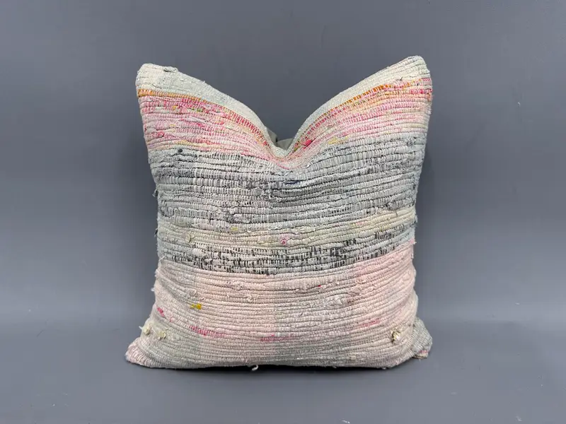Almohada de lanzamiento Kilim turco tejida a mano, cojín vintage a rayas