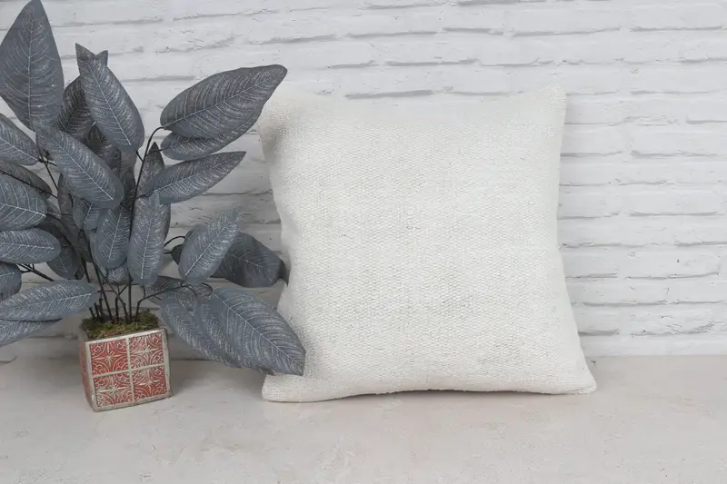 Kilim Pillow, Neutral Throw Pillow Cover, Boho Pillow Sham Cover, 20x20 White Pillow Sham, Pillow Cover, Shabby Chic Pillow Sham, Gift Pillow - 1