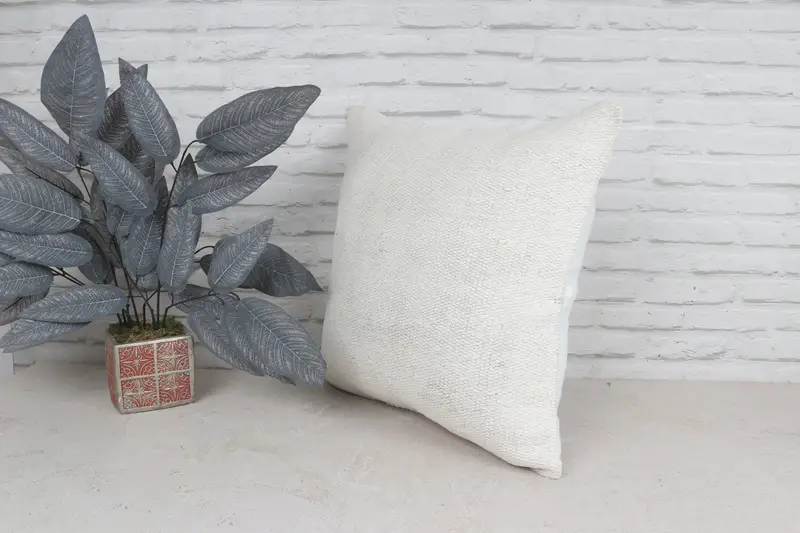 Kilim Pillow, Neutral Throw Pillow Cover, Boho Pillow Sham Cover, 20x20 White Pillow Sham, Pillow Cover, Shabby Chic Pillow Sham, Gift Pillow - 5