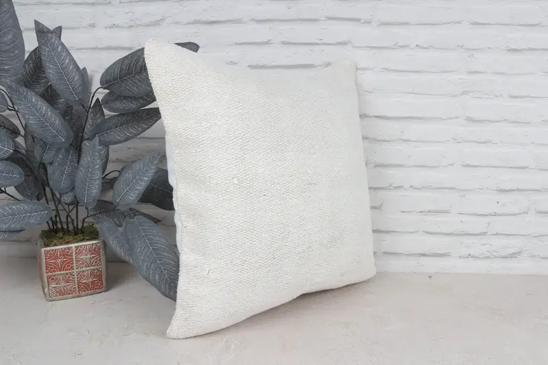 Kilim Pillow, Neutral Throw Pillow Cover, Boho Pillow Sham Cover, 20x20 White Pillow Sham, Pillow Cover, Shabby Chic Pillow Sham, Gift Pillow - 4