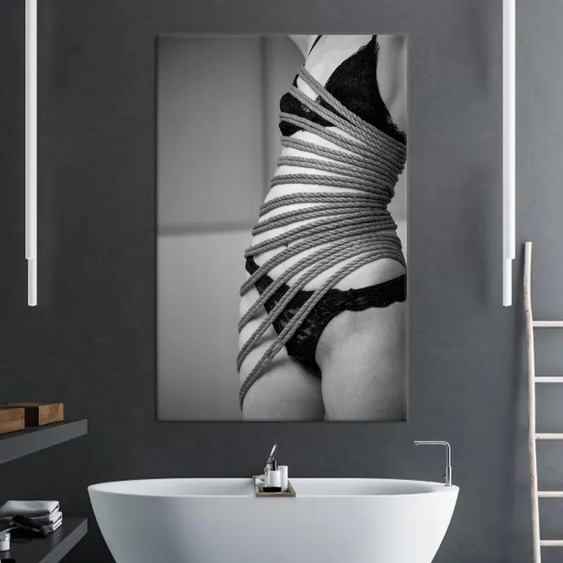 Elegant Black Canvas: Sensual Woman Nude Art Print