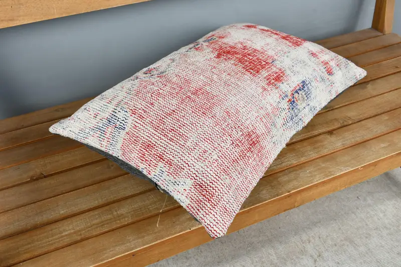Pillow, Vintage Kilim Throw Pillow, 16x24 Red Pillow Case, Tribal Cushion Cover, Handmade Kilim Cushion, Ethnical Kilim Rug Pillow - 2