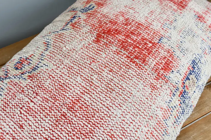 Pillow, Vintage Kilim Throw Pillow, 16x24 Red Pillow Case, Tribal Cushion Cover, Handmade Kilim Cushion, Ethnical Kilim Rug Pillow - 4