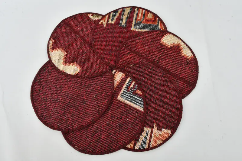 Red and Beige Patterned Kilim Placemat, Oriental Kilim Design Placemat