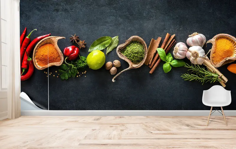 Zarif Baharat Baskılı Duvar Kağıdı: Yemek Odanızı Dönüştürün