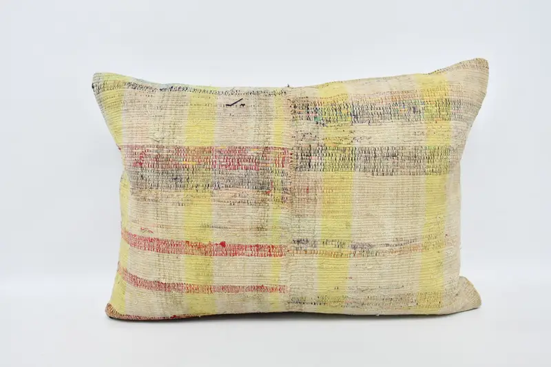 Kilim Pillow Cover, Square Throw Cushion Case, Bed Cushion Cover, 20x28 Yellow Pillow, Pillow, Bolster Throw Pillow, Home Decor Pillow, Kilim Pillow - 1