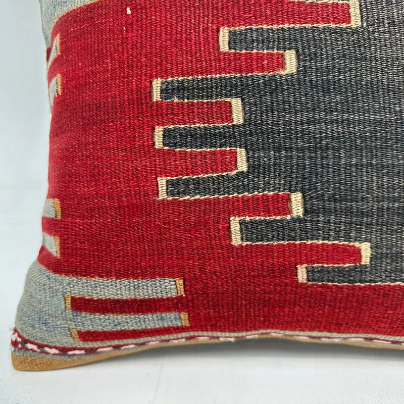 Ethnic Pillow Cover, Turkish Pillow, Pillow Case, Ethnic Pillow, Turkish Kilim Pillow, 16x16 Red Cushion, Vintage Kilim Pillow - 4