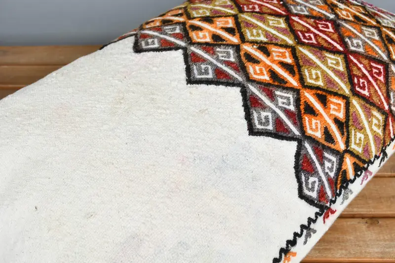 Pillow Case, 16x24 Orange Pillow Cover, Home Decor Pillow, Southwestern Cushion Cover, Throw Kilim Pillow, Boho Pillow Sham Cover - 3