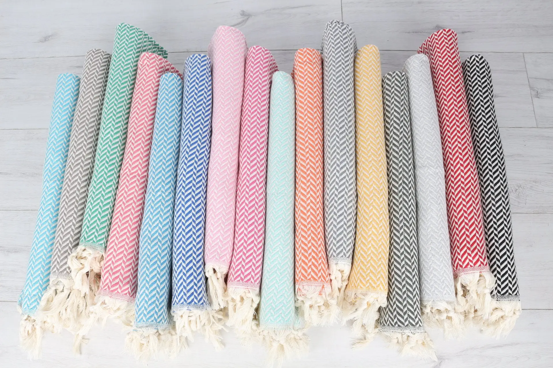 Wedding Favors Turkish Cotton Chevron Hand Towel, Beige, 18x36 Inches - 1
