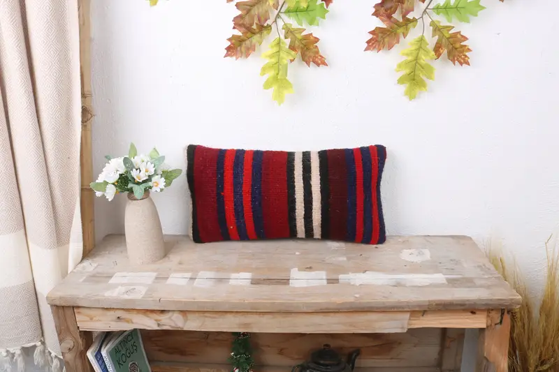 8x16 Red Cushion Case, Pillow for Sofa, Custom Pillow Sham, Cushion Case, Pastel Cushion Case, Antique Pillows, Ethnical Kilim Rug Pillow - 1