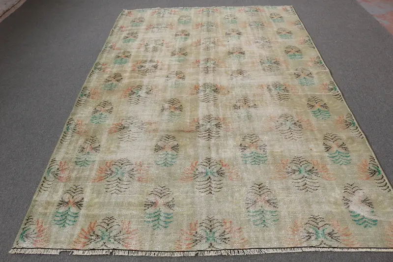Elegant Green Floral Rug, 9,1x9,09 ft Chic Decor