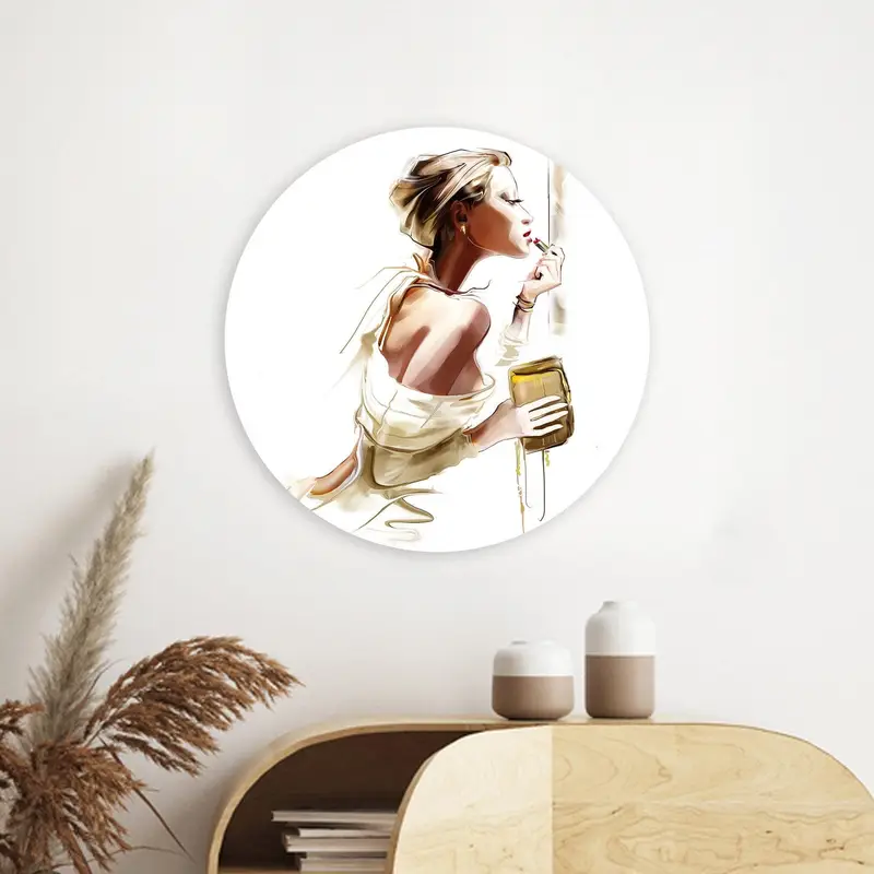 Elegante Leinwand: Frau trägt Lippenstift auf, Mode-Kunstdruck