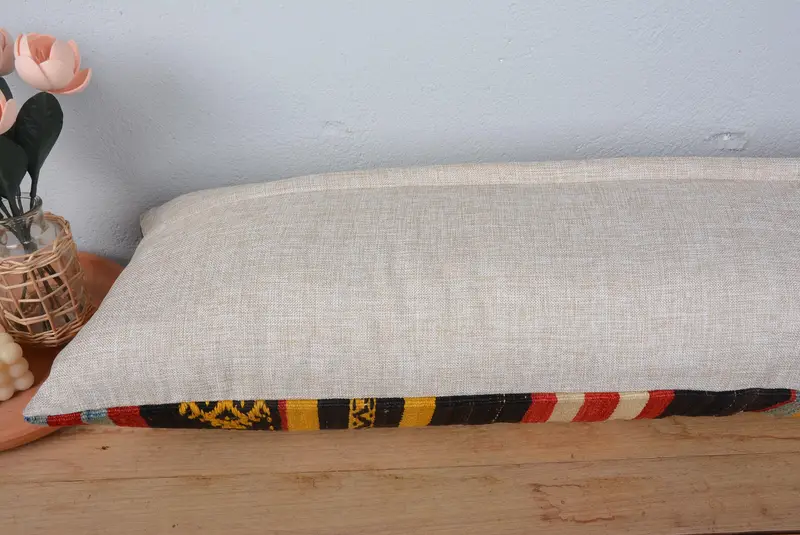 Vintage Kilim Throw Pillow, Ethnical Kilim Rug Pillow, Pillow Case, Kilim Pillow, Vintage Kilim Pillow Cushion Cover, 16x48 Brown Cushion - 6