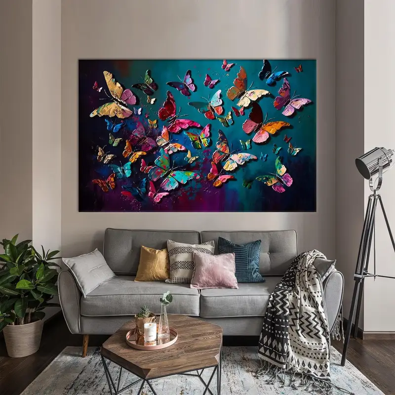 Butterfly Canvas Art, Colorful Art Decor, Modern, Abstract Wall Art, Butterfly Lover Gift, Wall Hanging Decor, Animal Canvas Decor - 1