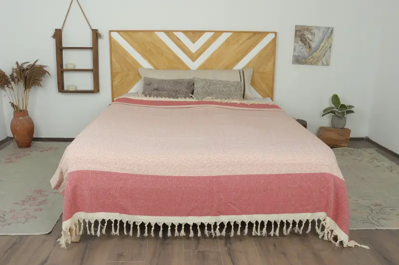 Decorative Blanket, Bachelorette Gifts, 104x80 Cotton Diamond Towel, Beach Bachelorette Party Decorations, Woven Throw Blanket, Bride Gift - 1