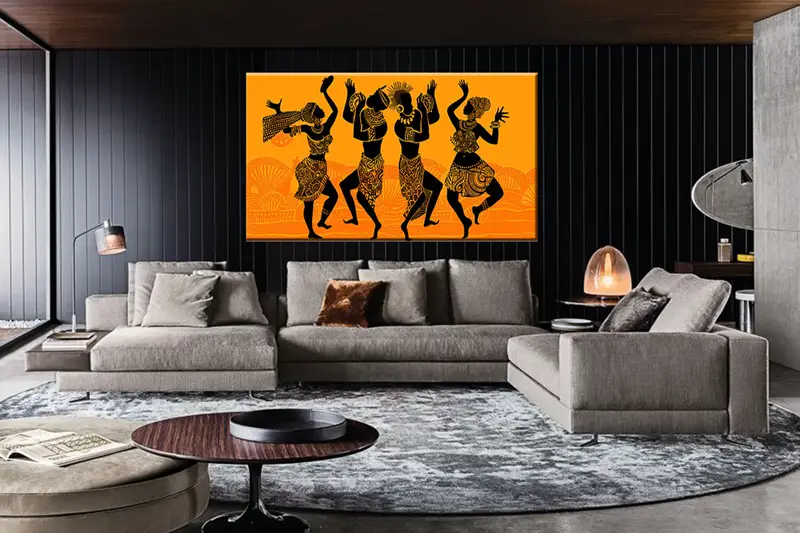 Papuans Dancing African People Canvas, Abstract Wall Art, Artistic Painting Poster, Music Canvas Wall Art, Abstract Canvas Art, African Art - 1