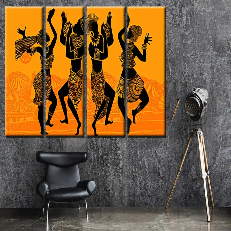 Papuans Dancing African People Canvas, Abstract Wall Art, Artistic Painting Poster, Music Canvas Wall Art, Abstract Canvas Art, African Art - 4