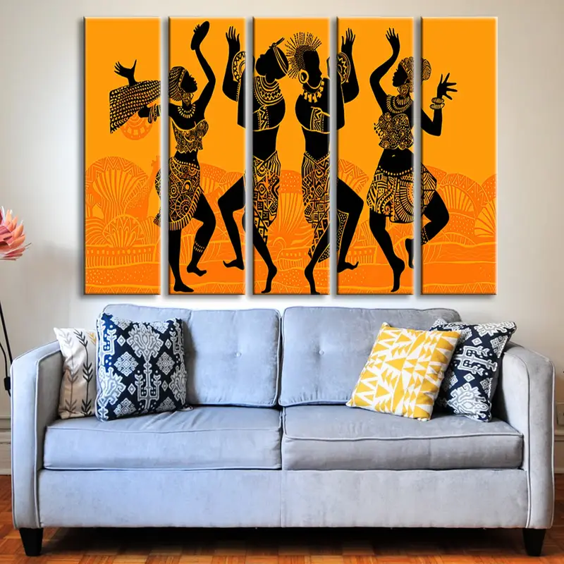 Papuans Dancing African People Canvas, Abstract Wall Art, Artistic Painting Poster, Music Canvas Wall Art, Abstract Canvas Art, African Art - 5