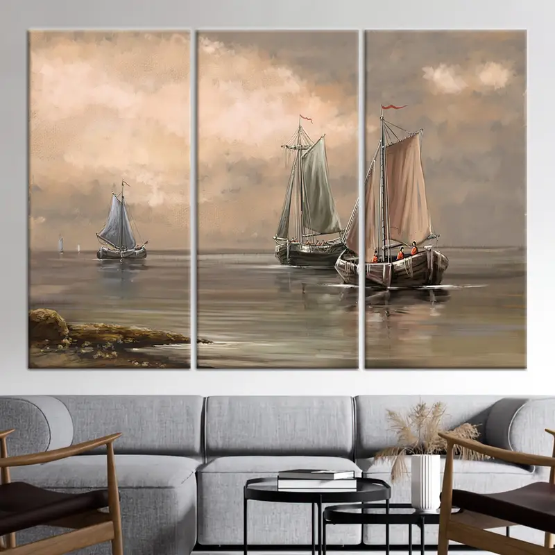 Seascape Wall Art, Coastal Wal Decor, Vintage View Wall Art, Home Decor, Farmhouse Wall Art,  Saloon Wall Art, Home Decor, Sea Wall Art, - 1